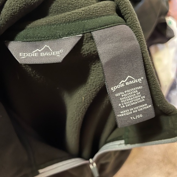 Eddie Bauer 1/4 Zip Up Collar Green Fleece Sweater Size: TL‎ - Picture 5 of 9